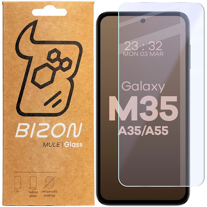 Üvegfólia Bizon Glass Mule kompatibilis Samsung Galaxy M35 5G / A35 5G / A55 5G, átlátszó