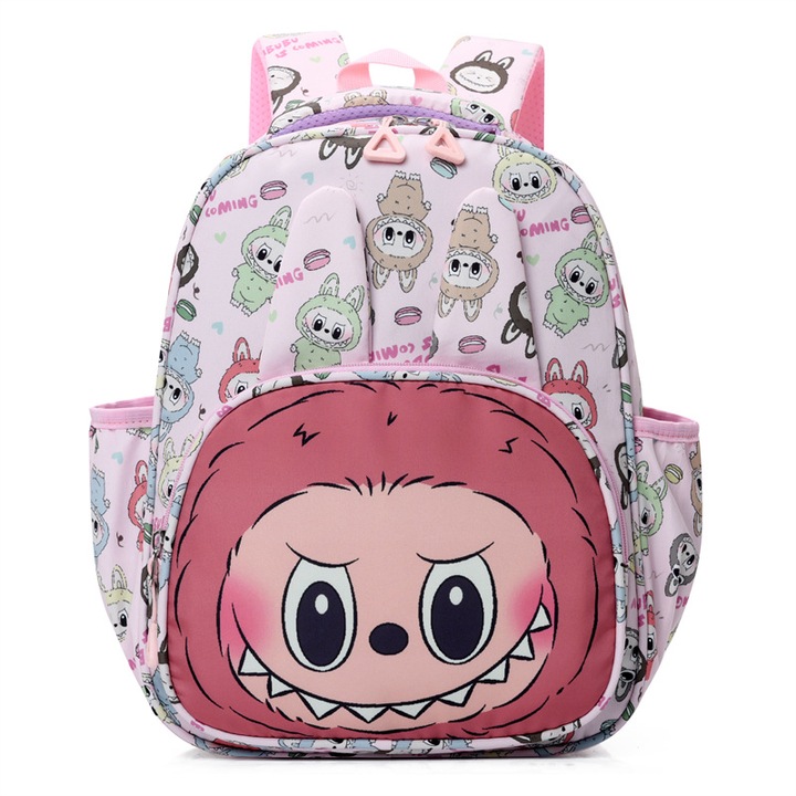 Ghiozdan scolar Labubu, multicolor, dimensiune 35x26x11cm, include 1 geanta, LBB-04