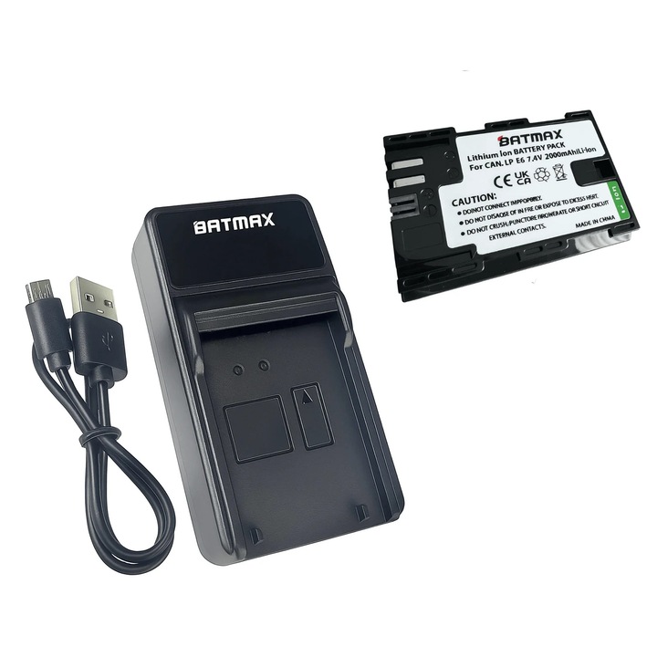 Acumulator/Baterie pentru Canon LP-E6 2000 mAh + incarcator rapid cu LED