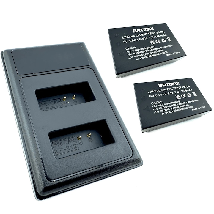 Acumulator/Baterie pentru Canon LP-E12 1800 mAh + incarcator rapid cu LED