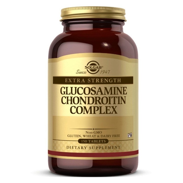 Complex de glucosamina si condroitina Solgar, 150 tablete, cu vitamina C, pentru sanatatea articulatiilor