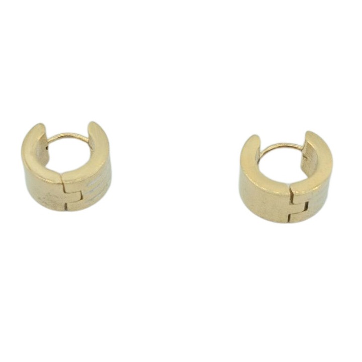 Cercei inox lati 7 mm aurii nervurati 1,2 cm diametru Consuela