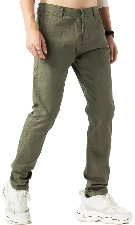 Pantaloni pentru barbati din bumbac – Confortabili, elastici, potriviti pentru toate anotimpurile, Verde Armata, Marimea 30/44