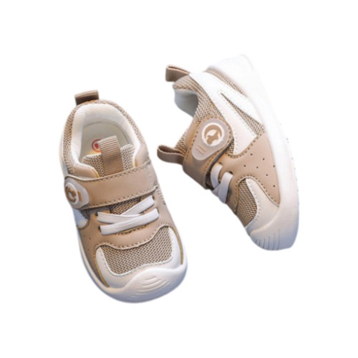 Pantofi sport copii Mixbo cu elastic si scai, brant moale, talpa cauciuc, crem, 20 EU