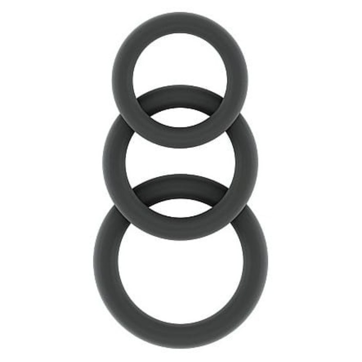 3 darabos péniszgyűrű készlet, Sono, szilikon, 25. sz., szürke