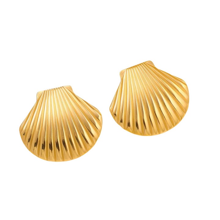 Női fülbevaló, kagyló design, sokoldalú, arany