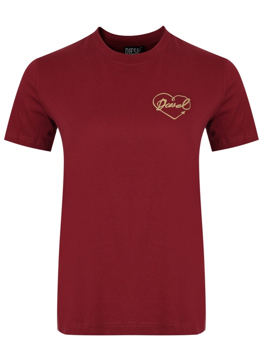 Tricou Dama, Diesel, A16984-Rhera-44D, Bordo, 100% Bumbac, Croi Simplu, Decolteu Rotund, Confortabile, de inalta calitate, ideale pentru uz zilnic, Maroon