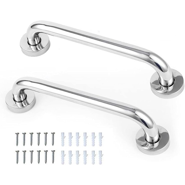 Set de 2 suporturi din otel inoxidabil anti-derapant, 30 cm, pentru baie