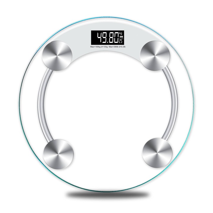 Cantar corporal electronic KUSPOAL, model rotund, conectivitate Bluetooth, capacitate 180 Kg