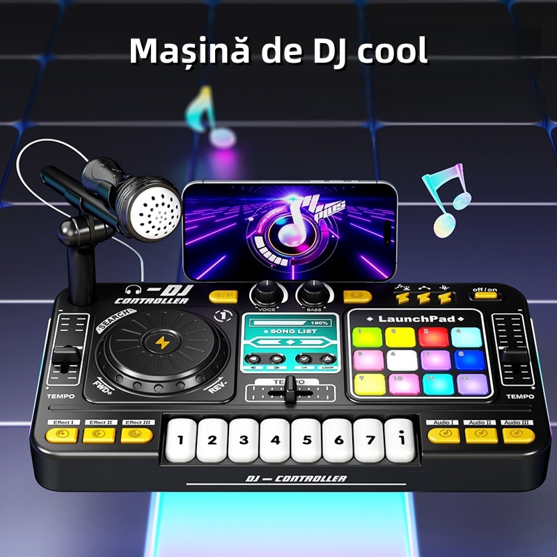 DJスターターセット Jucarie interactiva Copii, player DJ, Bluetooth, lumini cool