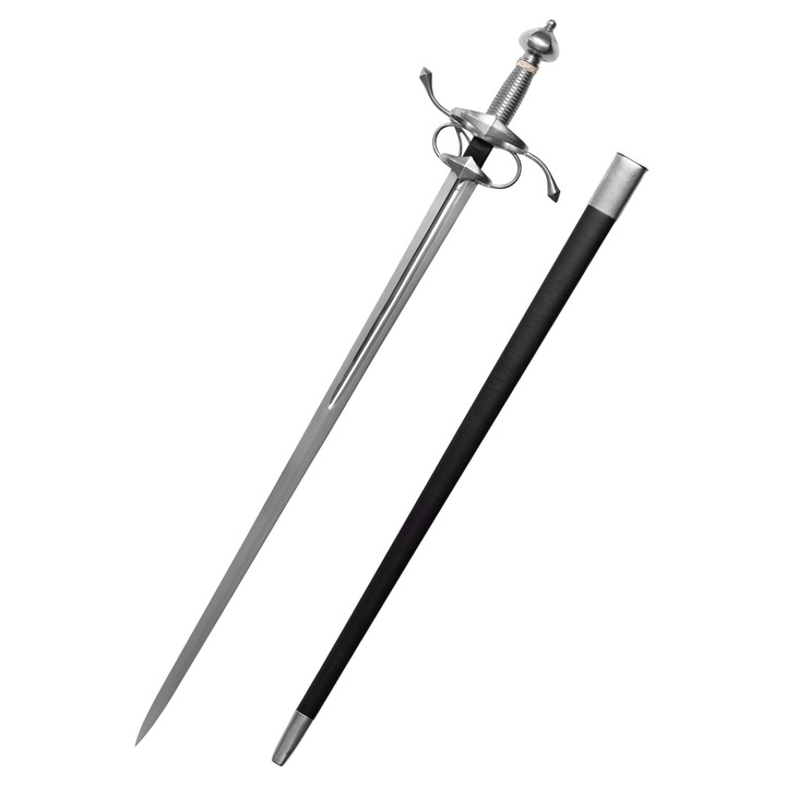 Sabie, Hanwei, Otel carbon, lungime 95.9cm, greutate 1134g, cu teaca din piele, Argintiu