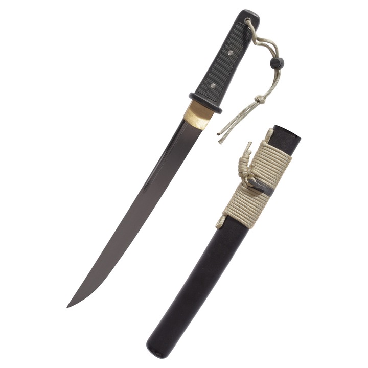 Cutit Tactic, Hanwei, Otel carbon 5160, Maner Kraton, 42.5 cm, Negru