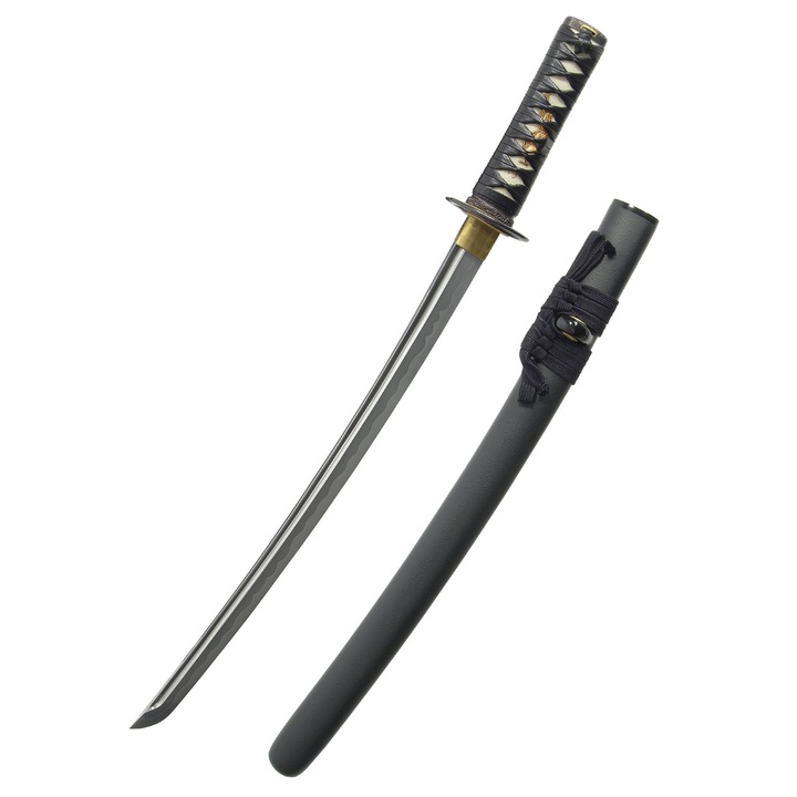 Sabie Samurai Musashi Wakizashi, Hanwei, Otel carbon, Lungime 66 cm, Negru