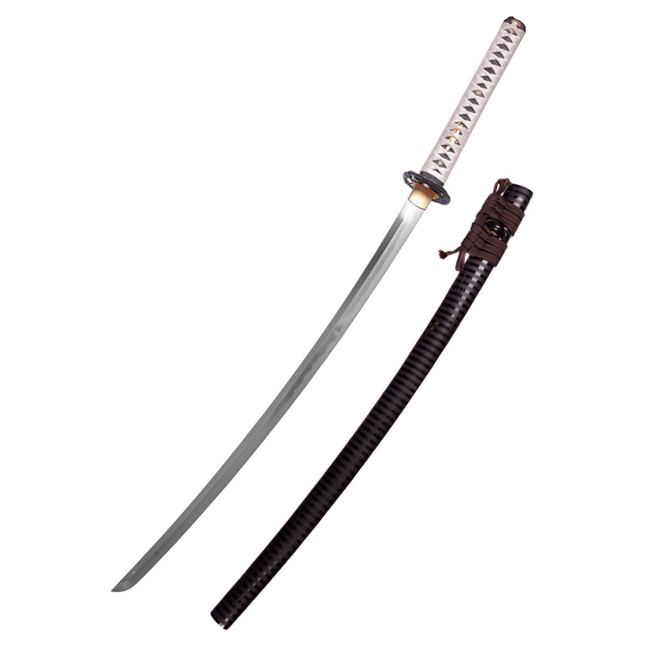Katana, Hanwei, Otel pliat, 109.5 x 3 cm, Negru / Alb