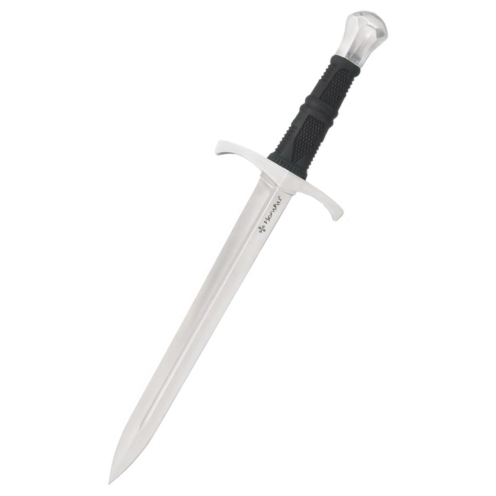 Cutit Honshu Crusader Quillon, United Cutlery, Otel carbon, 30 cm lama, 47 cm lungime totala, Teaca din piele, Negru
