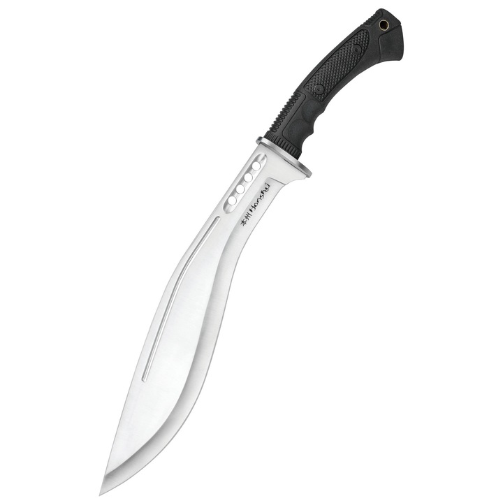 Cutit tactica United Cutlery Honshu Boshin Kukri D2, otel inoxidabil, negru, 49.8x3.3cm, teaca piele