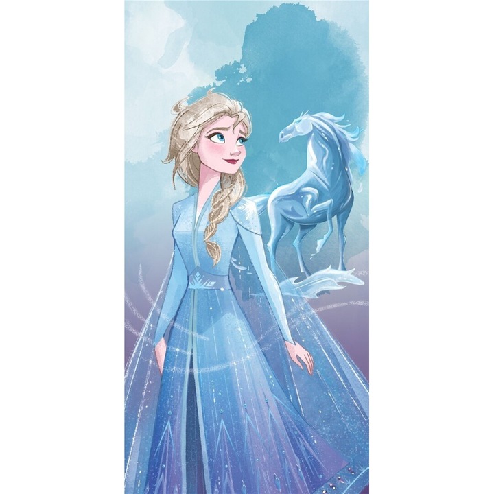 Lányoknak való strandtörölköző, Disney, Jégvarázs, pamut, méret 70 cm x 140 cm