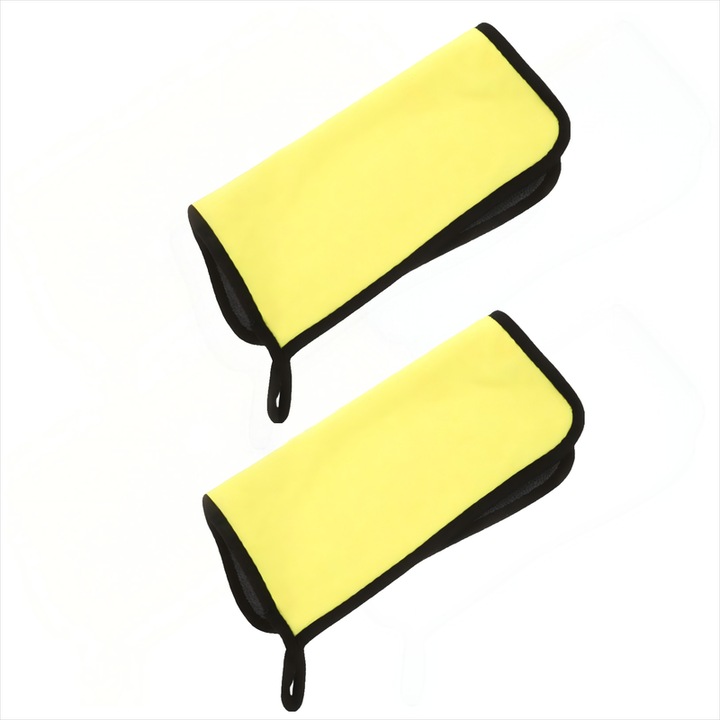 2 db tisztító polár kendő készlet, por- és olajeltávolító, 30x30cm, fekete/sárga