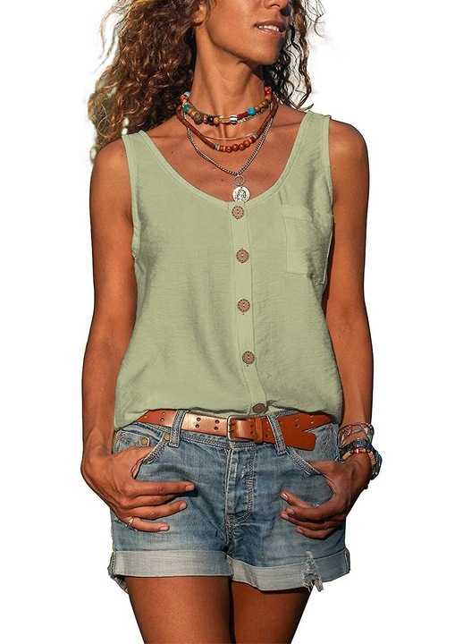 Дамски бански, V-образно деколте, шифон, Светлозелен