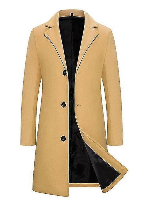 Palton barbati, lung, Bej