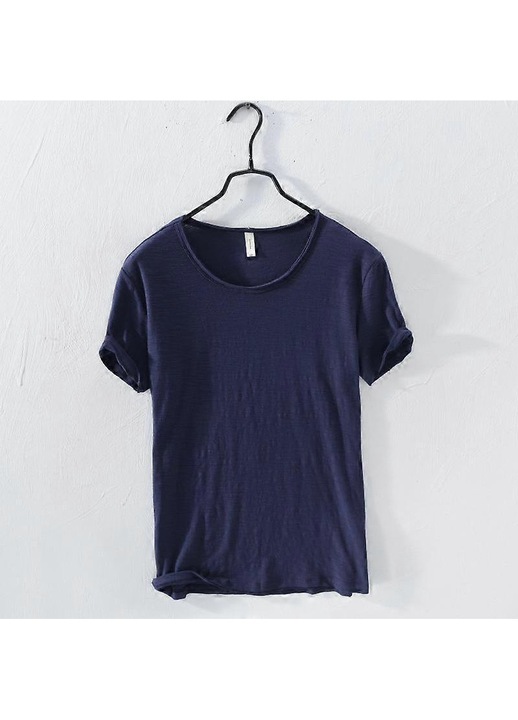 Férfi póló, egyszínű kék, pamut, Kék