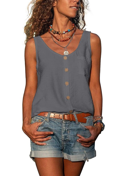 Дамски бански, V-образно деколте, шифон, Сив