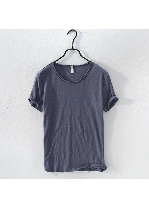 Férfi póló, karcsúsított szabású, O-nyakú, szürke, pamut