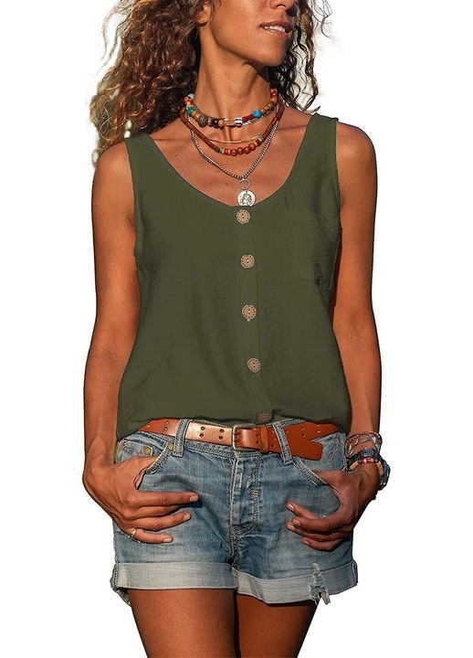 Дамски бански, V-образно деколте, шифон, Зелен