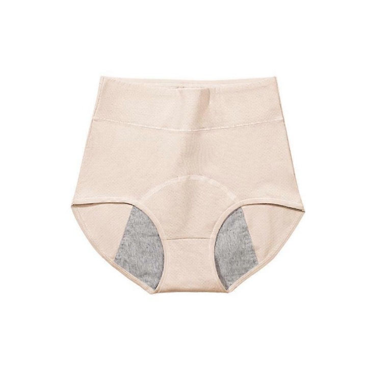 Chiloti incontinenta femei, bej, XL, impermeabili, confortabili, din bumbac