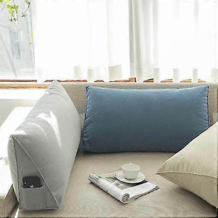 Декоративна триъгълна възглавница, облегалка, розова, 70x35x20см