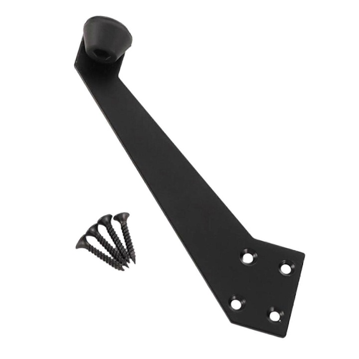 Limitator de usa din otel inoxidabil si cauciuc, 13.5x4x2.4cm, set cu 4 suruburi