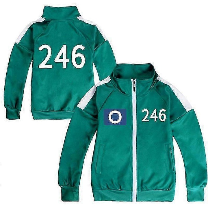 Комплект костюм Squid Game, 3 части, яке, риза с къс ръкав, панталони, многоцветен, 110см