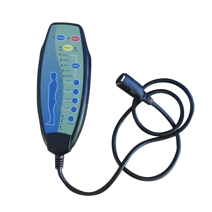 Telecomanda pentru scaun de masaj cu 8 pini Power Lift, functie de incalzire, 12V, lungime cablu 30 inch