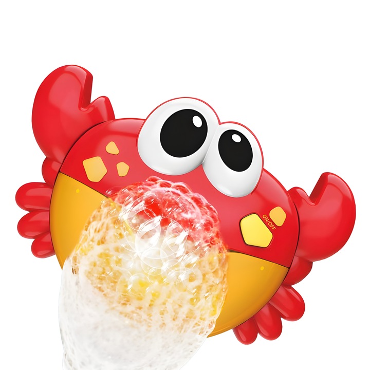 Fürdőjáték gyerekeknek, DABISY, RÁK modell, automata, zenével és tapadókorongokkal, 12 dallal, interaktív fürdőjáték, ajándék 3-6 éves korig, piros