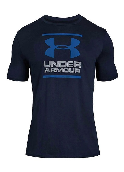 Férfi póló, kék, pamut és poliészter anyagból, rövid ujjú, kerek nyakkivágású