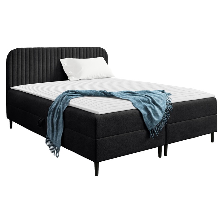 Pat boxspring Centina 1 120x200, MIRJAN 24, negru, 122x205x91 cm