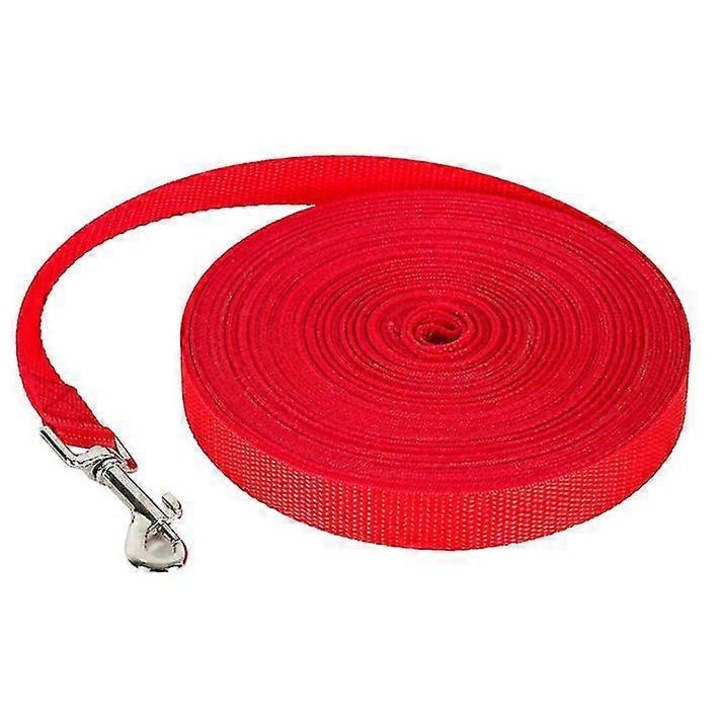 Lesa pentru caini, 30m, nailon, rosu