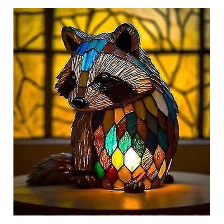 Lampa de masa vintage 3D cu animale, lumina stivuita din rasina, unicorn de masa cu animale din rasina boema