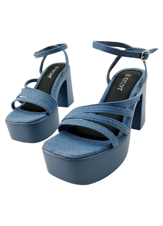 Elegáns platform szandál vastag sarkú 1140blue 119456, Kék