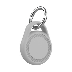 Husa de protectie AirTag, breloc AirTag rezistent la zgarieturi si praf, compatibil cu Apple AirTag, protectie impermeabila, material TPU, 8 autocolante personalizate, potrivita pentru chei, genti, copii, animale de companie etc., Gri