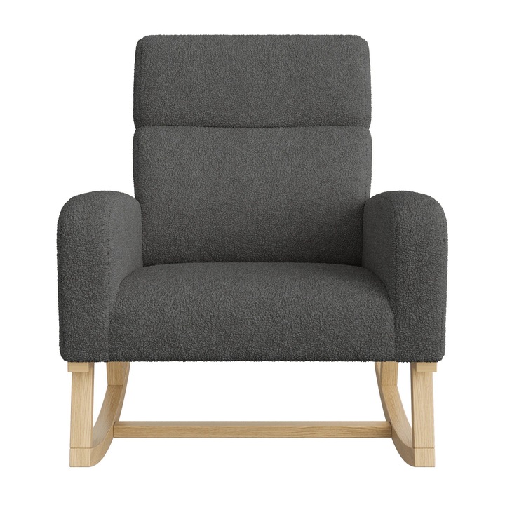 Hintaszék, báránybőr kárpitozás, tömörfa lábak, oldalsó zsebek, sötétszürke