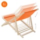 Scaun pliabil de plaja ECD Germany structura din lem si tesatura portocaliu, spatar reglabil in 3 pozitii, sezlong de relaxare pentru gradina, piscina, balcon sau terasa, capacitate de 120 kg
