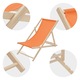 Scaun pliabil de plaja ECD Germany structura din lem si tesatura portocaliu, spatar reglabil in 3 pozitii, sezlong de relaxare pentru gradina, piscina, balcon sau terasa, capacitate de 120 kg
