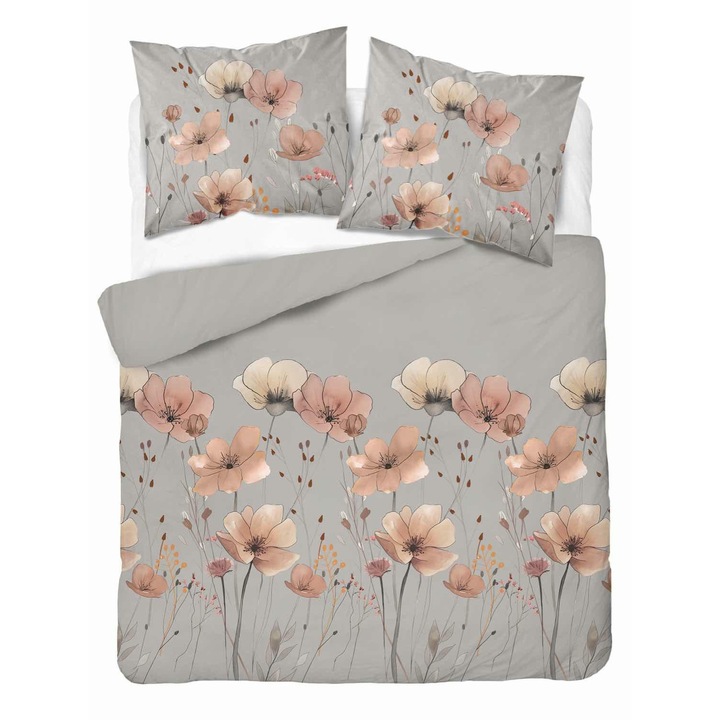 3 darabos ágyneműgarnitúra, Detexpol, Satin Stories, 220x200cm, szürke, szatén pamut