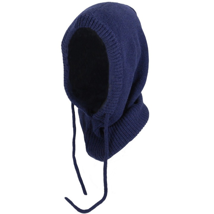 Esarfa cu Gluga Tricotata Reglabila Unisex - Balaclava & Masca de Schi Antivant 28x49cm - Pentru Iarna, Ciclism, Alergare, Albastru