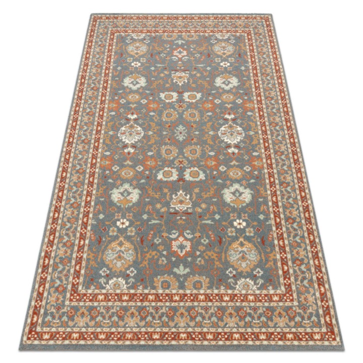 Covor de lana Dywany Łuszczów Soho 477.26.la500, ornament, cadru, natural albastre / teracota, 160x240 cm