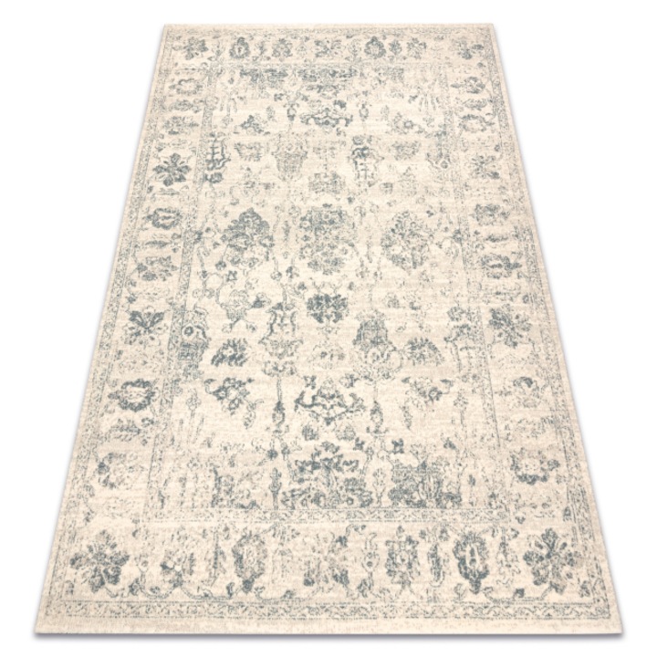 Covor de lana Dywany Łuszczów Abby 486.25.la110, ornament, cadru, clasic, bej / verde, 160x240 cm