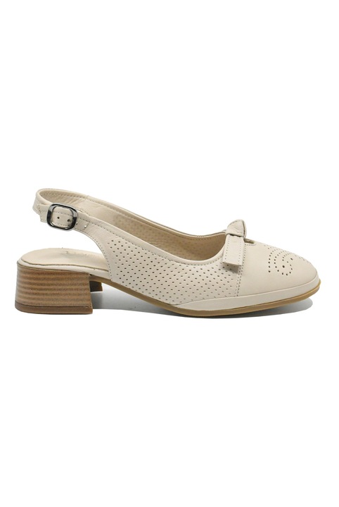 Pantofi decupati Anna Viotti bej din piele naturala cu aspect perforat GOR5682, Bej