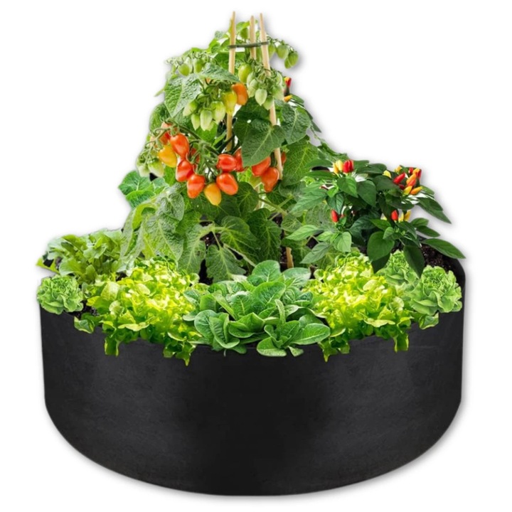 Geanta mare pentru plantarea legumelor, ghiveci rotund 120 x 30 cm