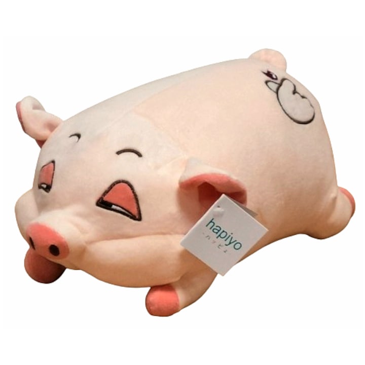 Plüssjáték kabala vicces kis malac szívvel, rózsaszín, 35 cm, poliészter